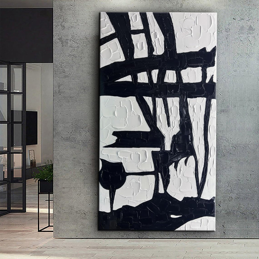YaSheng Art Contemporary Artwork Large Canvas Art Hand-painted Black and White Wall Art Minimalist Texture Abstract Wall Painting Home Decorations Wall Art For Living Room Ready to hang 30X60inch