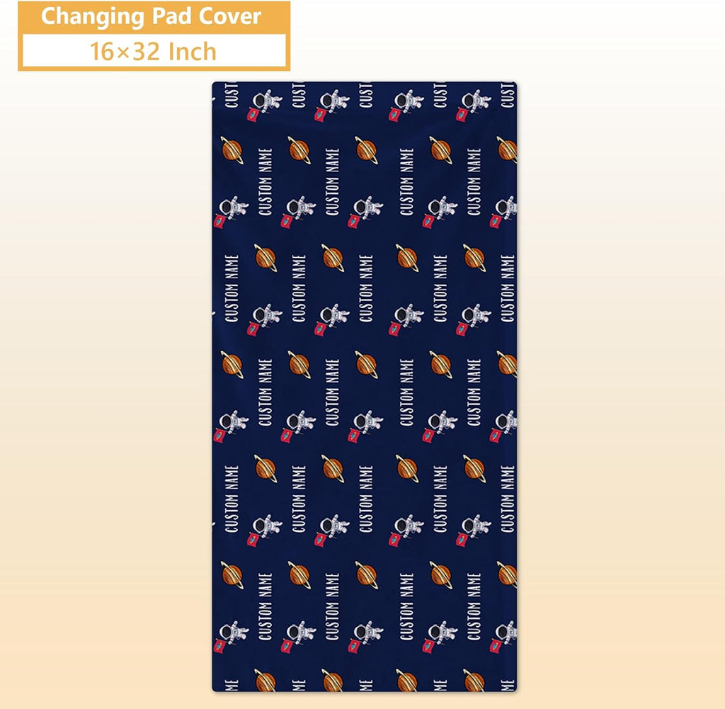 Terwex Personalized Crib Bedding Set, 5 Pcs Custom Nursery Bedding Sets with Name, Infant Bedding Set for Baby Boys, Blue Astronaut Double Layer Baby Crib Set, Babies Toddlers Kids Customized Gifts