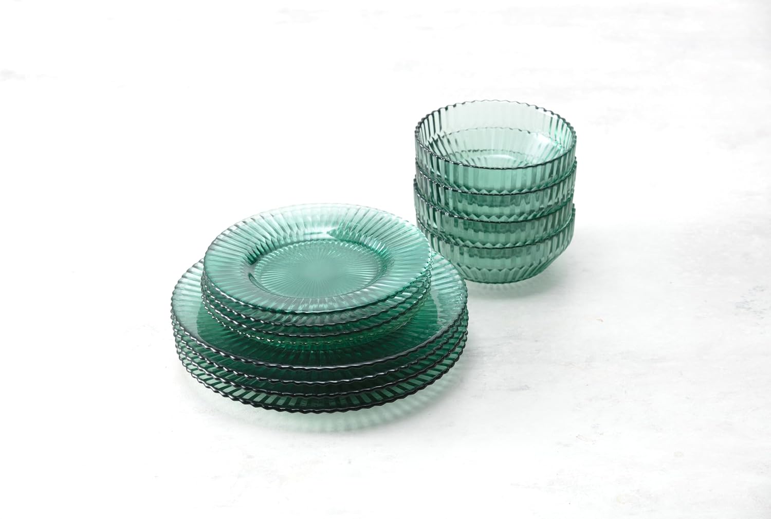 Fortessa Archie Glass, 12 Piece Dinnerware Set (Service for 4), Verde Green
