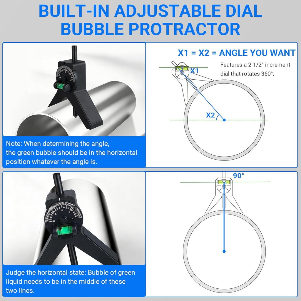 Magnetic Centering Head, Pipefitter Tools Y-Shape w/Adjustable Dial Bubble Protractor, Flange Aligner Will Fit Flanges with Holes From 1/2' to 1-7/16' Diameter Threaded Pipe Flange Leveler Set