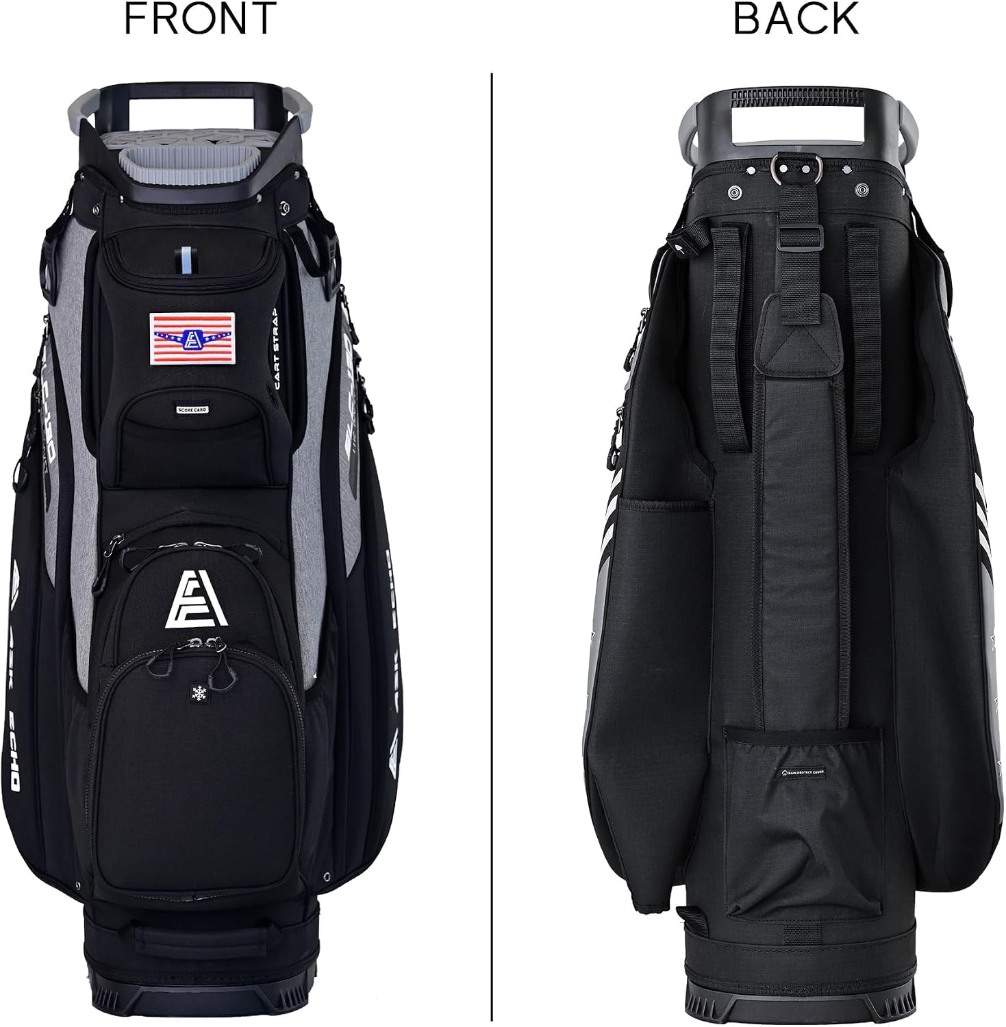ASK ECHO Soundless 15-Divider Golf Cart Bag, Grip Locking Bottom with Rain Cover
