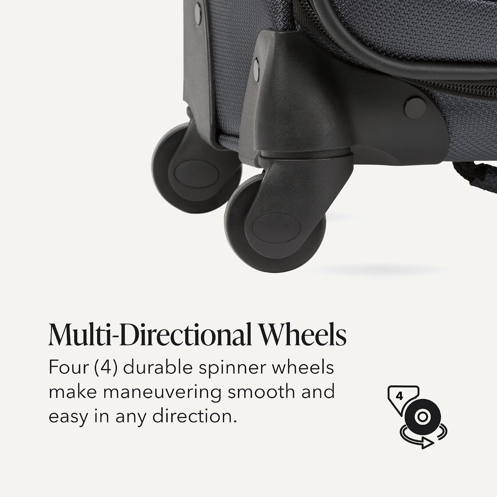 SWISSGEAR Sion Softside Expandable Spinner Luggage Durable Lightweight Travel Suitcase, Dark Grey, Carry-On