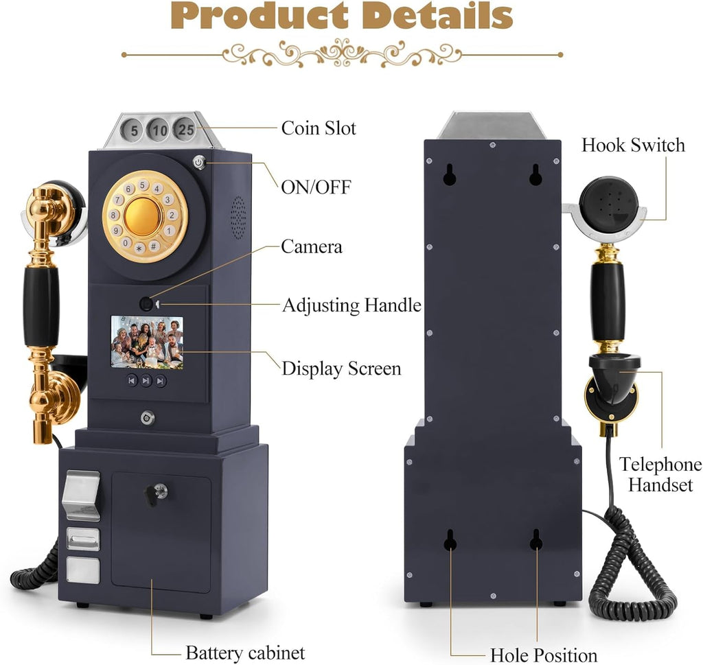 UKBW Video Audio Guest Book Wedding Phone, Record Customized Video Audio Messages, Preserve Your Special Occasions, Ideal for a Variety of Memorable Party Occasions(Black)