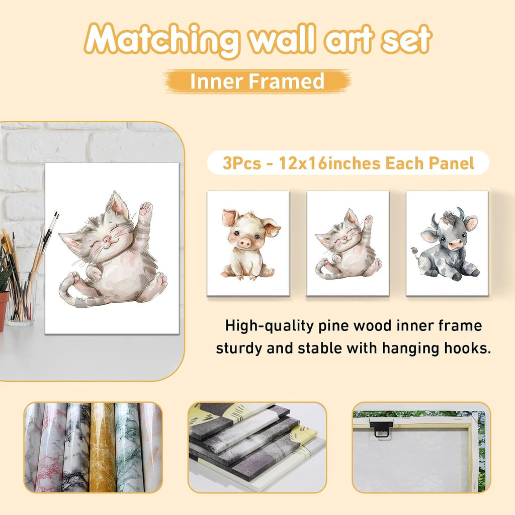 Terwex Custom Baby Crib Bedding Set, 5 Pcs Personalized Name Baby Crib Sets for Infant Toddler, Farm Animals Nursery Bedding Set for Boy Girl, Double Layer Flannel Baby Bedding Sets Customized Gifts