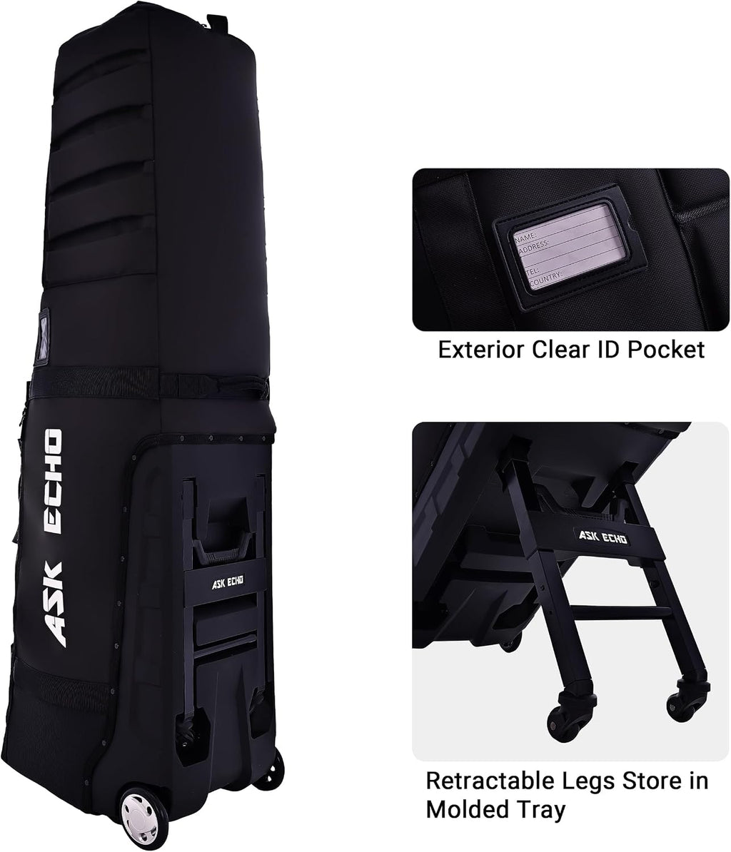 ASK ECHO Locklink StableRoller Golf Travel Bag with 4-Wheel Rolling System, Extendable Support Stand Legs