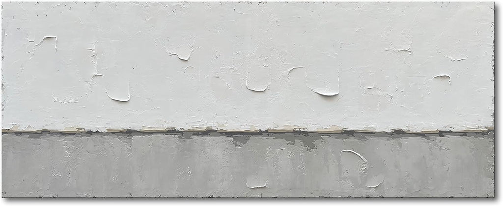 NANKAI Art A large modern art painting in a minimalist grey and white style, suitable for wall decoration in homes or offices. 24x60 inches