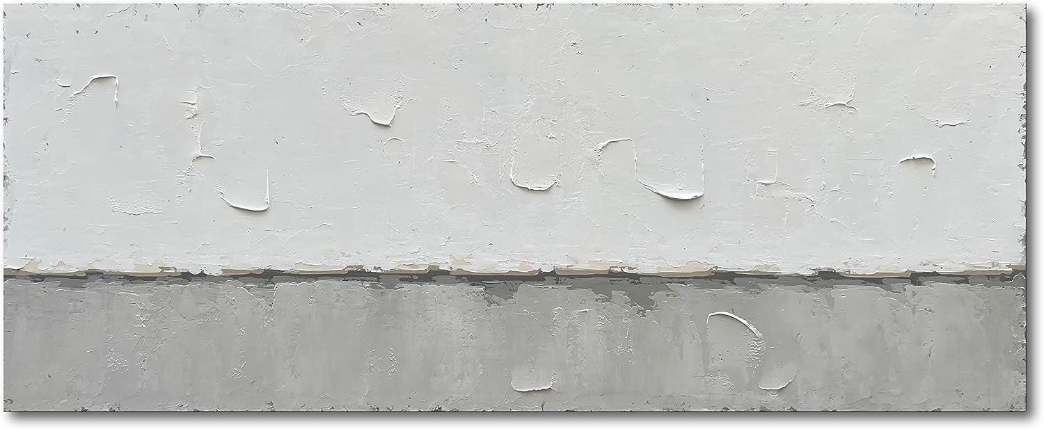 NANKAI Art A large modern art painting in a minimalist grey and white style, suitable for wall decoration in homes or offices. 24x60 inches