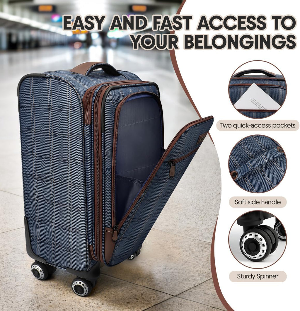Luggage Sets 3 Piece,Suitcases with Wheels Hardshell,Softside Luggage Set,Foldie Travel Bag Expandable,Charcoal Material W/Tsa Lock & Double Spinner Wheels(20in/26in/30in) COLOR#2