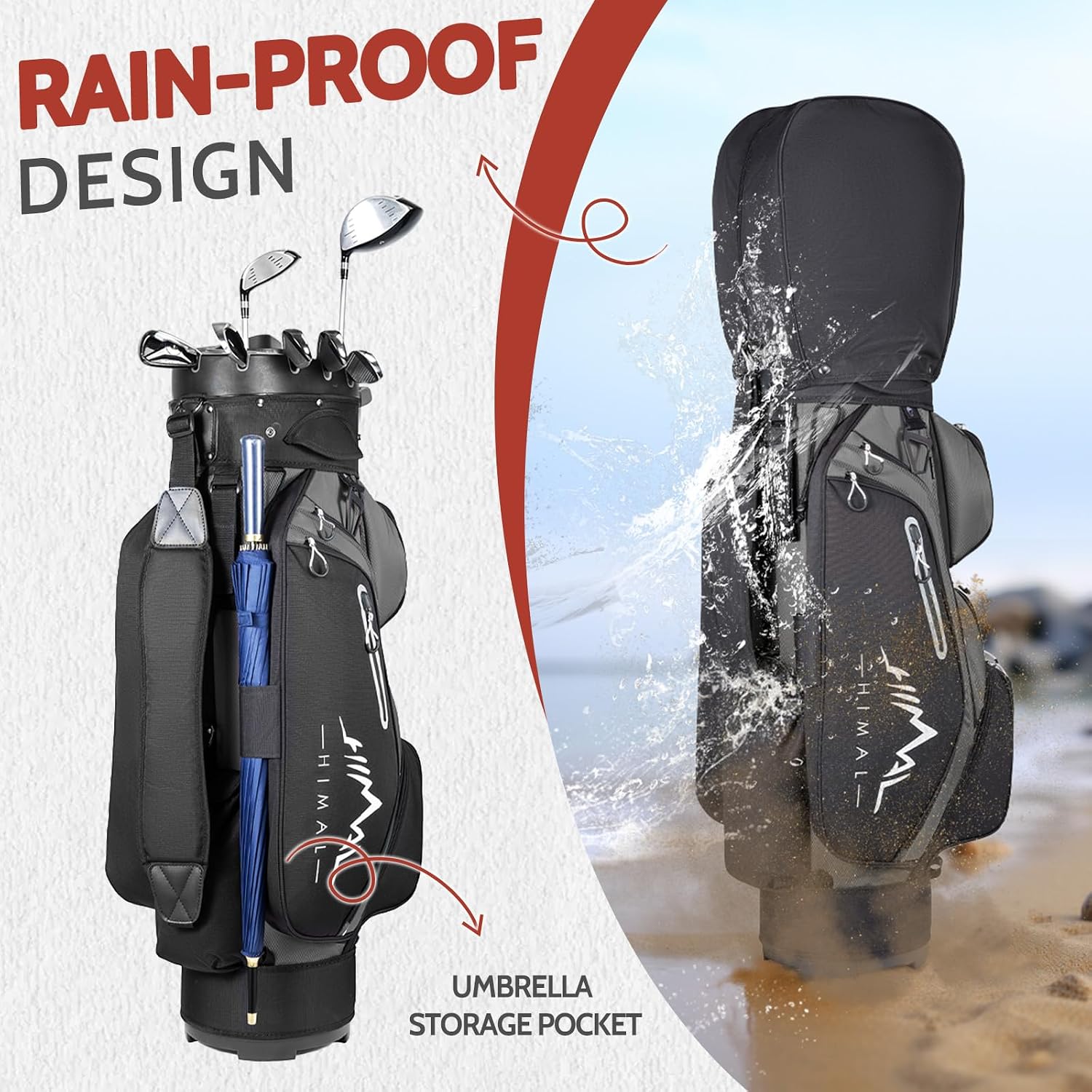 uniHimal14-Way Golf Cart Bag Pro with Full Length Divider Top, Golf Bag for Men with Handles and Rain Cover