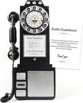 Audio Guest Book Wedding Phone with Vintage Design, Record Customized Audio Message Guest Book for Wedding, Party and Gathering, Black