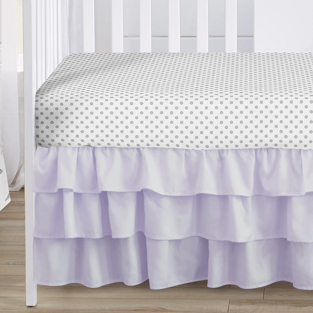 Sweet Jojo Designs 5-Piece Baby Crib Bedding Set (Purple Boho Floral) for Girls, Infants/Nursery incl. Blanket, Fitted Sheet & Crib Skirt (Lavender, Bohemian Shabby Chic, Flower, Farmhouse, Polka Dot)