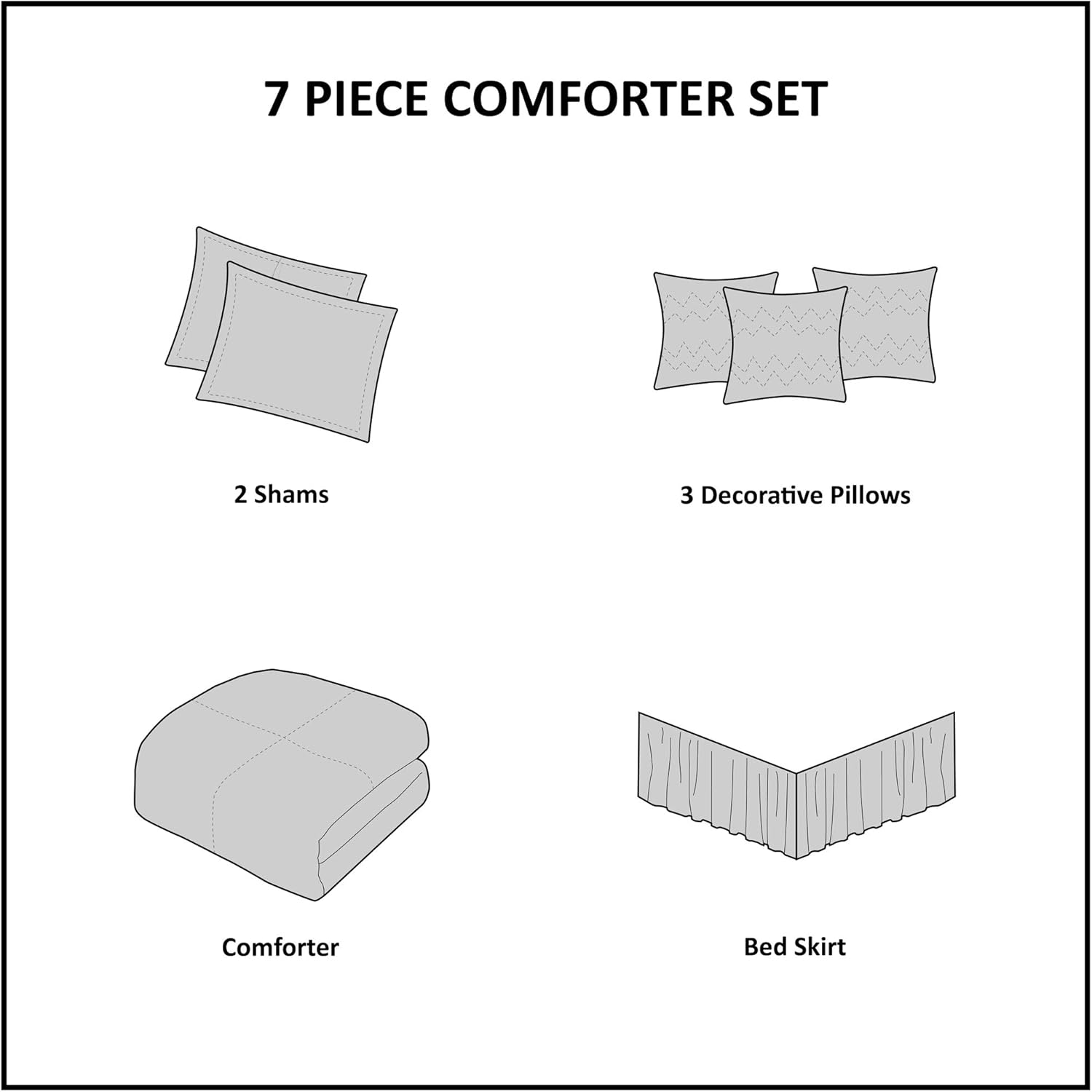 Madison Park Cozy Comforter Set Casual Blocks Design - All Season Bedding, Matching Bed Skirt, Decorative Pillows, Bridgeport Herringbone, Black Dark Grey King(104'x92') 7 Piece