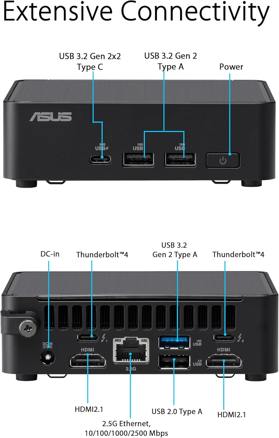 ASUS NUC 14 Pro Slim Barebone with Intel 14th Gen Core 3 100U, Up to 96GB DDR5 RAM, Triple Storage Design, Thunderbolt™ 4, Wi-Fi 6E & Bluetooth 5.3, Toolless Chassis Access, with VESA Mount Included