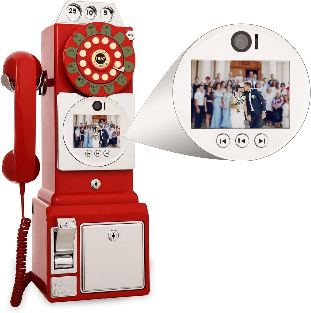 Video Audio Guest Book Wedding Phone, Record Customized Video Audio Messages, Video Audio Phone guestbook, Preserve Your Special Occasions,5-7 Hours Usage, 5000mAh Battery(Red)
