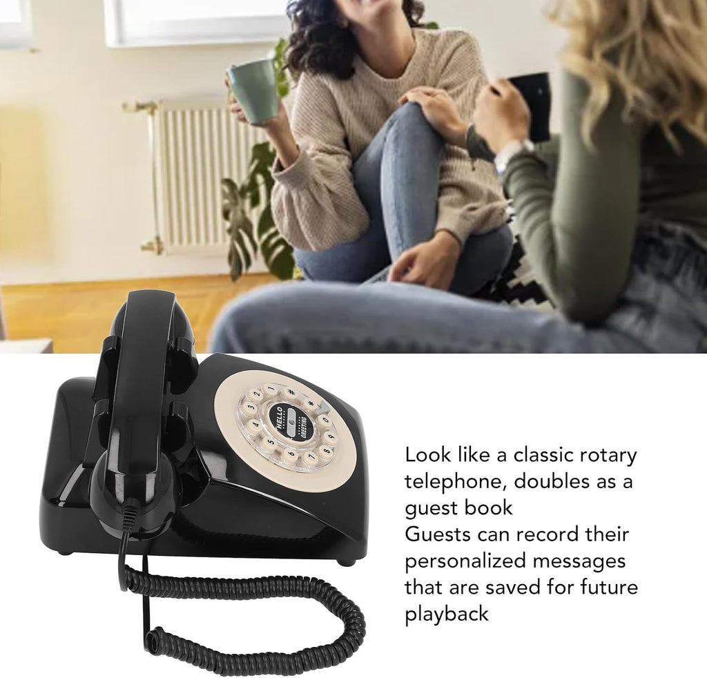 Audio Guest Book Wedding Phone, 120 Hours Recording 8G Capacity Audio Guestbook Phone for Wedding, Vintage Record Customized Audio Messages Guest Book for Bridal Shower, Birthday