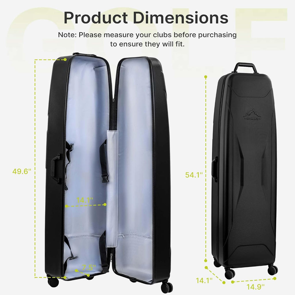 uniHimal Hard Case Golf Travel Bag with Wheels - PC Hard Shell Design Waterproof, Durable & Large Capacity - Golf Travel Case for Golf Clubs Ultimate Protection.