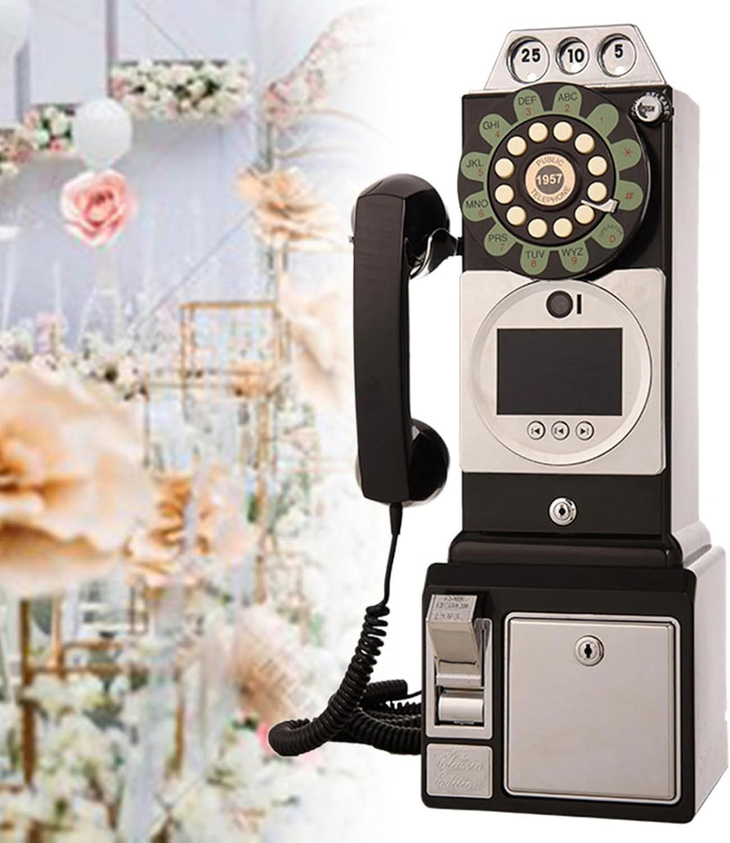 Video Audio Guest Book Phone, Audio Guest Book Wedding Phone Guestbook Easy to Use & Fun Engagements Anniversaries Baby Showers Graduation Record Personalized Audio Messages Wall Mounting,Black-64G