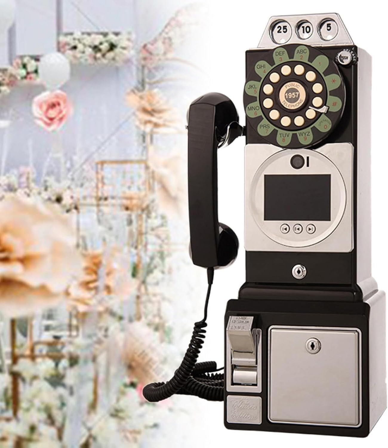Video Audio Guest Book Phone, Audio Guest Book Wedding Phone Guestbook Easy to Use & Fun Engagements Anniversaries Baby Showers Graduation Record Personalized Audio Messages Wall Mounting,Black-64G