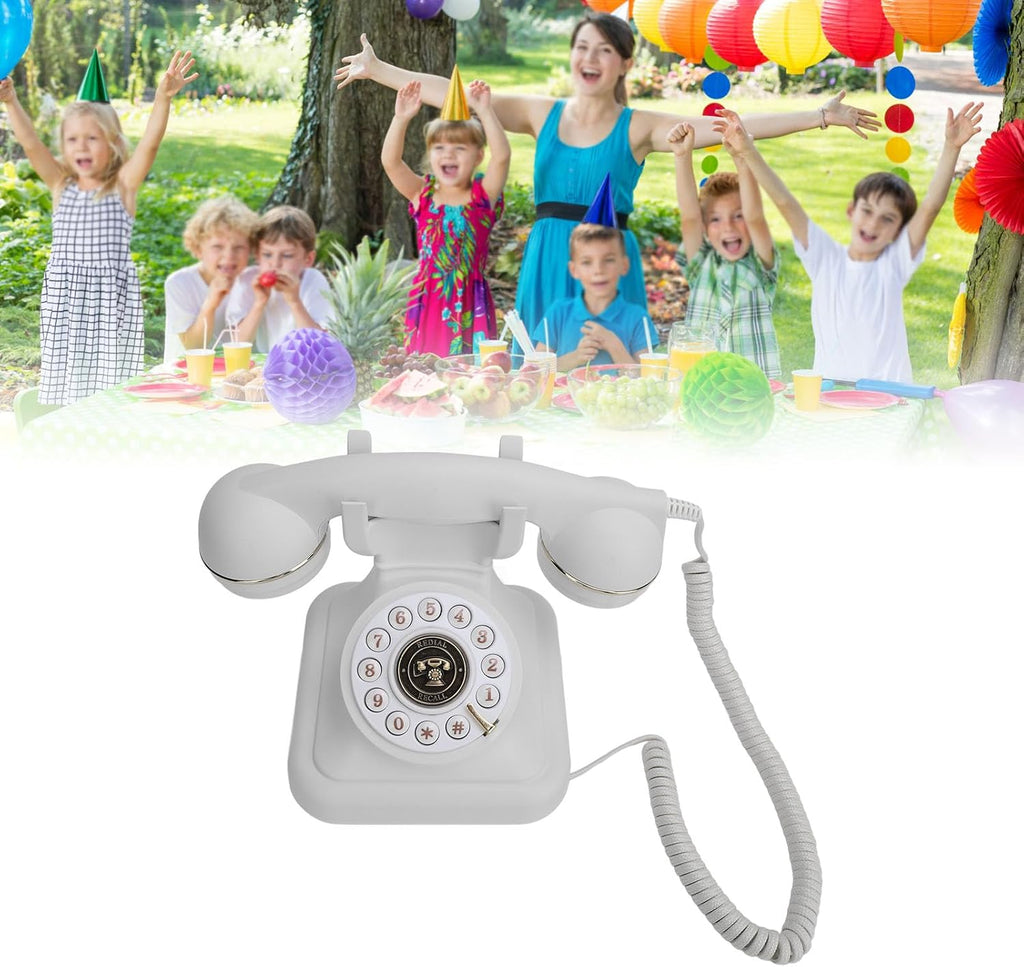 Wedding Recorder Audio Guestbook, Antique Telephones with Recording Function Retro Keypad Phone, 8G Capacity Audio Messages Telephone Record (White)