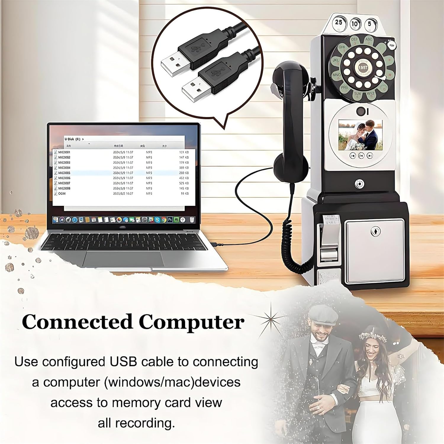 Video Audio Guest Book Phone, 1080P Video GuestBook Wedding Phone, with Customized Audio Guest Book Reco Lens Video, Wedding Phone Guestbook