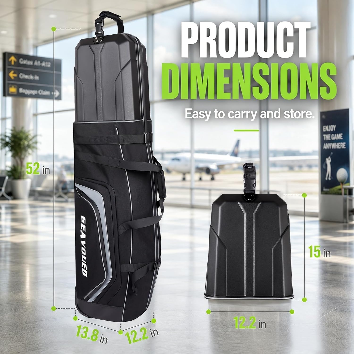 Golf Travel Bag with Hard Case Top and Wheels,Premium Oxford Fabric,Golf Travel Bags for Airlines,Protect Your Club for Safe Transport