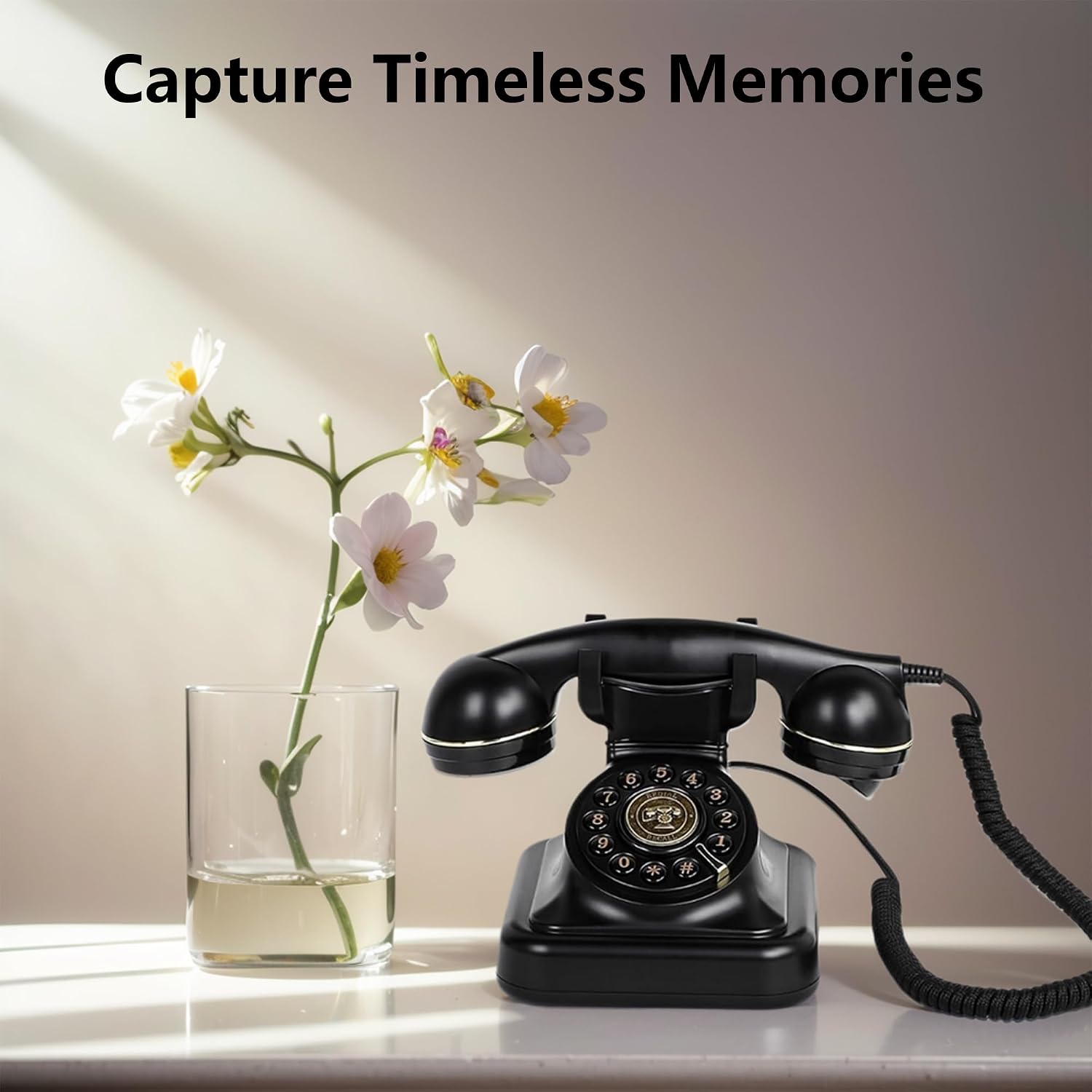 Audio Guest Book Wedding Phone: Record Customized Audio Messages with Voicemail, Vintage Phone Message Book, Wedding Guest Book for Wedding, Party, Confession (Black)
