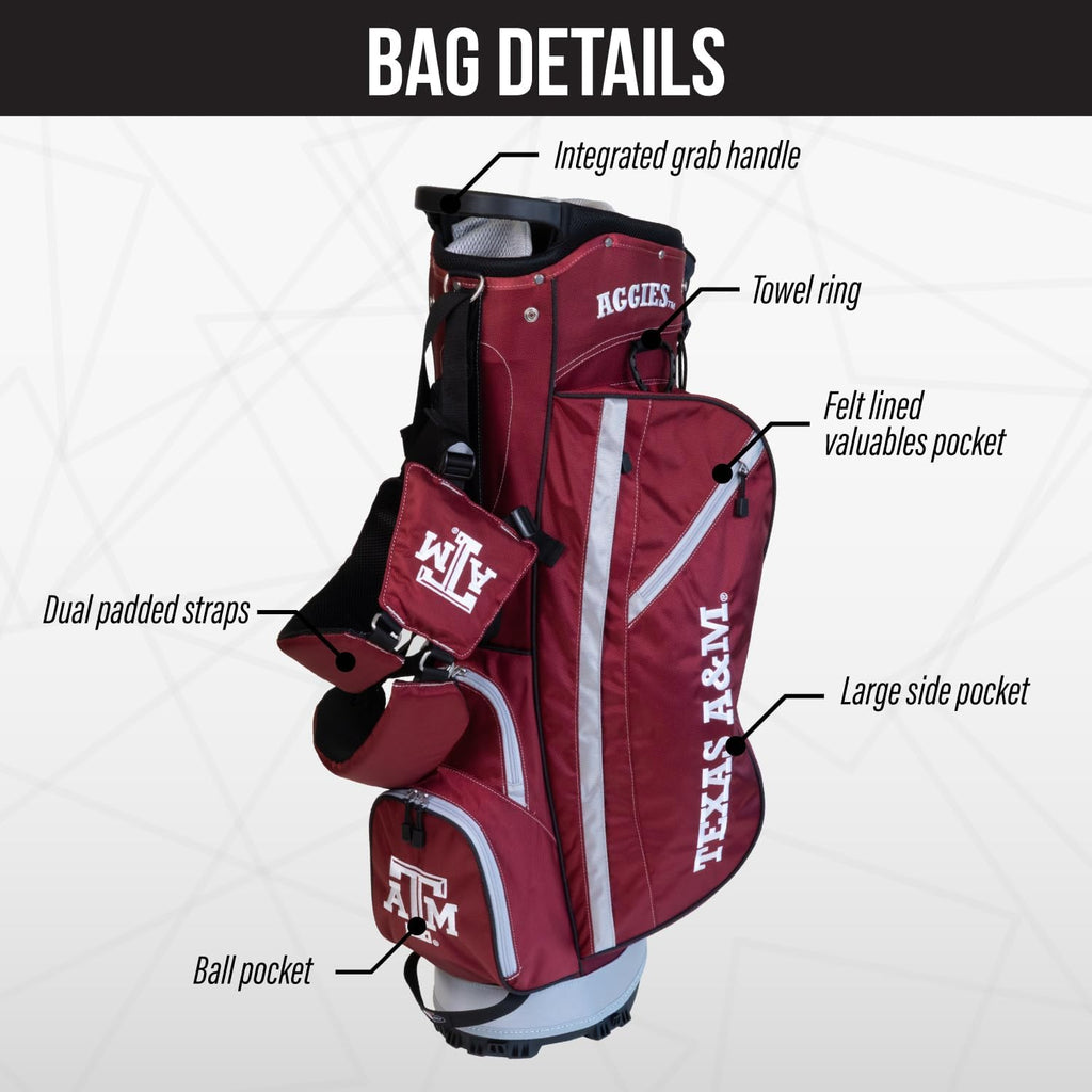 Team Golf NCAA Fairway Golf Stand Bag, Lightweight, 14-Way Top, Spring Action Stand, Insulated Cooler Pocket, Padded Strap, Umbrella Holder & Removable Rain Hood
