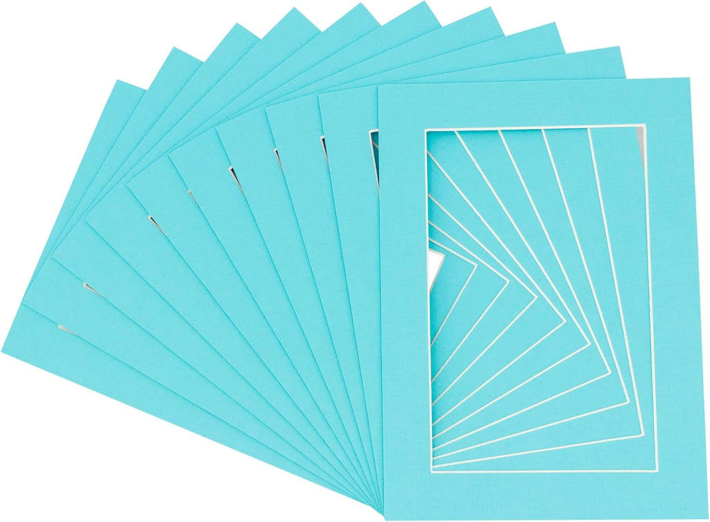 Poster Palooza Pack of 25 Acid Free 11x14 Mats Bevel Cut for 8.5x11 Photos - Aquamarine Blue Precut Matboards For Pictures, Photos, Framing - 4-ply Thickness