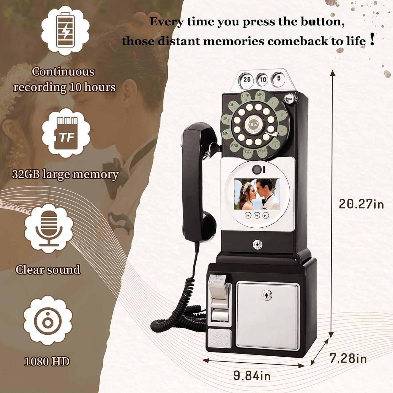 Video & Audio Guest Book Wedding Phone Guestbook Creative Record Preserve Your Special Occasions Easy to Use for Party and Wedding,Red