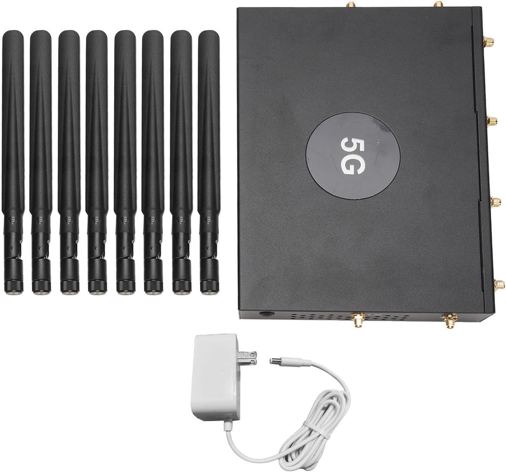 PUSOKEI Dual Band WiFi 6 CPE Router, 5G NR NSA SA CPE Router with Nano SIM Card Slot & WAN/LAN Port, MU MIMO & OFDMA, 4.67Gbps, 5G Cellular with 8 5dBi Antennas (Black)