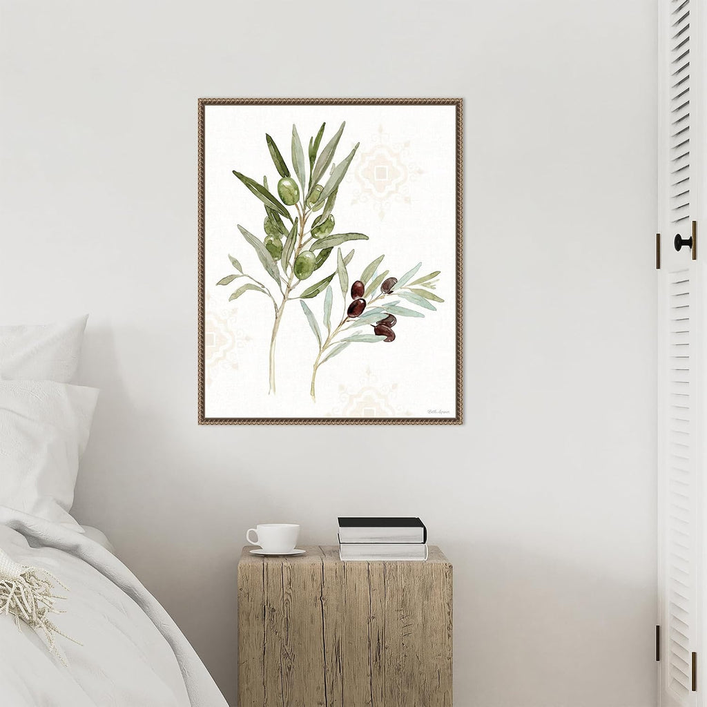 Amanti Art Framed Canvas Wall Art 28x23 Mediterranean Motif VIII by Beth Grove, Framed Wall Art Canvas, Flowers Artwork, Traditional Decor, Medium Poster Painting for Living Room, Bedroom, Bathroom,