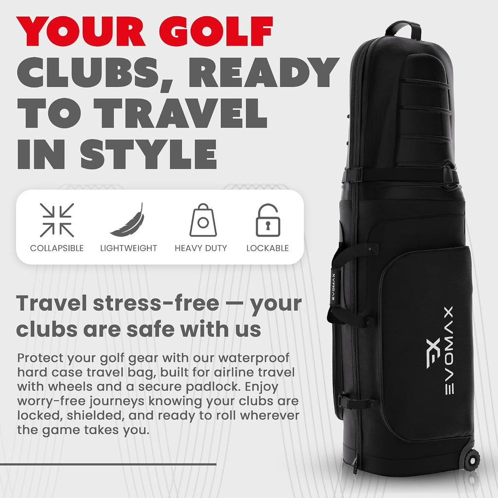 Hard Top Golf Travel Bag for Airlines, 1680D Hard Case Golf Travel Bag with TSA Lock, Wheels, Internal Strap, Grab Handle & Durable Zipper, Collapsible Hard Shell Travel Case for Golf Clubs