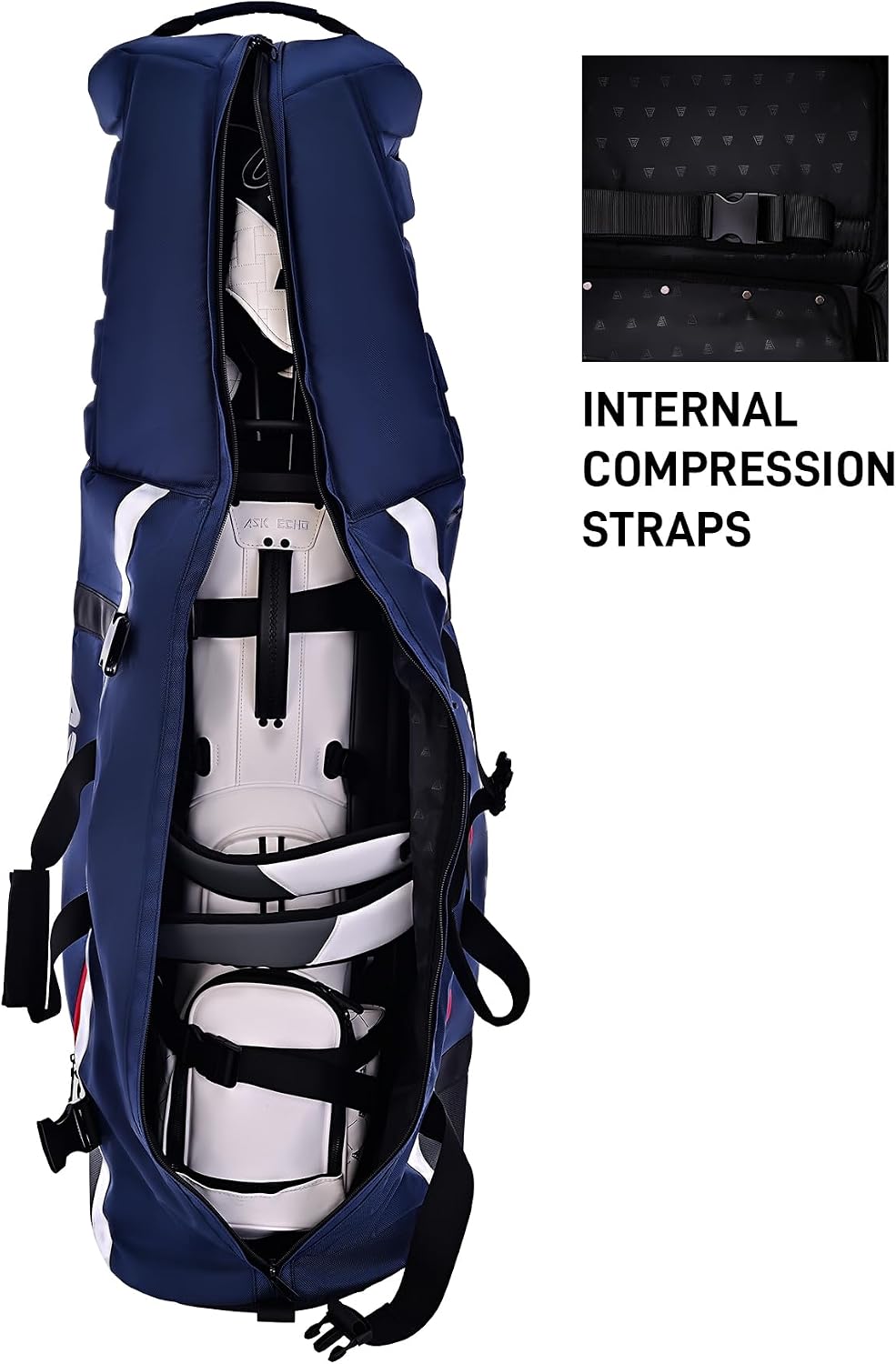ASK ECHO Locklink StableRoller Golf Travel Bag with 4-Wheel Rolling System, Extendable Support Stand Legs