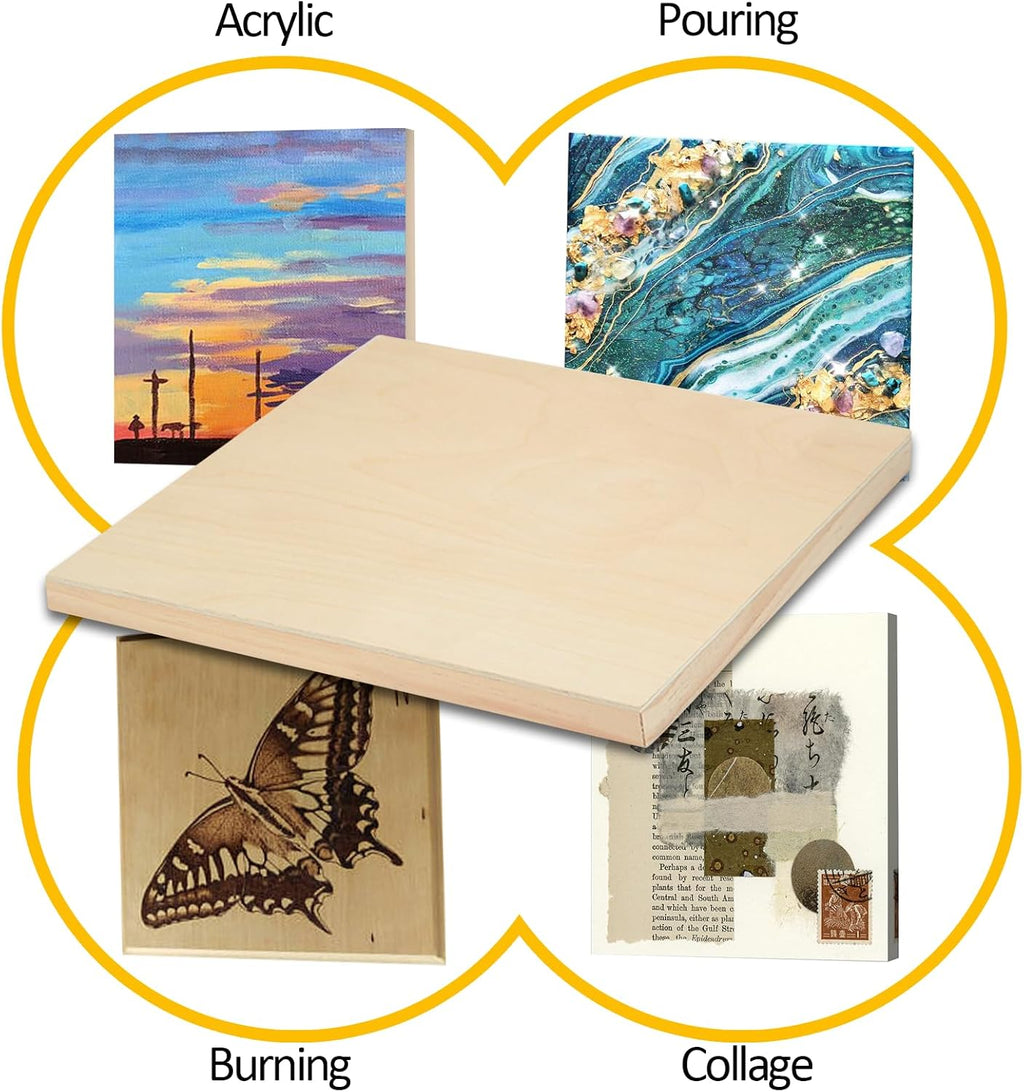 Falling in Art 2 Pack Unfinished Wooden Canvas Panels, 36x36 Gallery Birch Wood Panels Kit, 1 1/2' Deep Art Cradle Boards for Acrylic Painting, Pouring and Burning