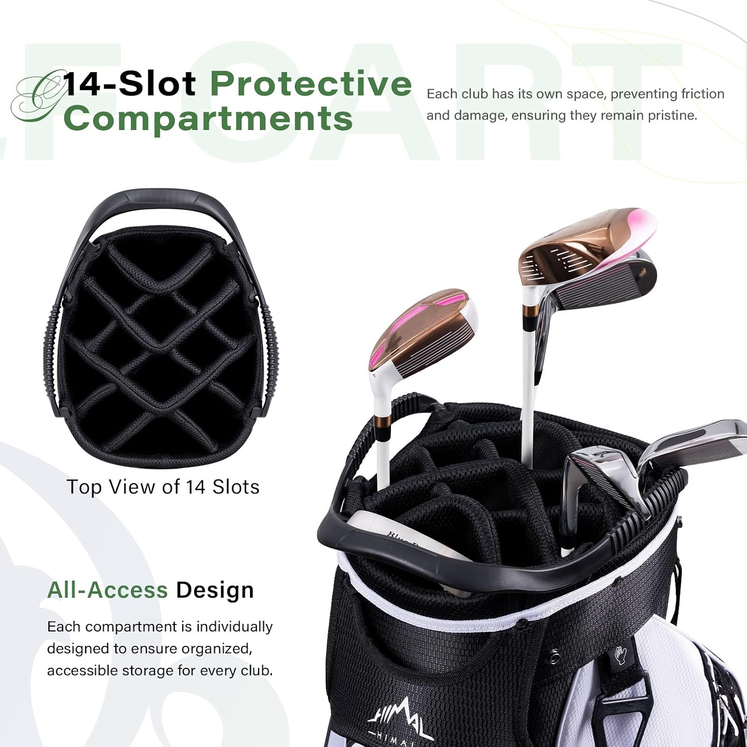 uniHimal Golf Cart Bag with 14-Way Divider Top, Ample Storage Space, Men's Golf Bag with Handles and Umbrella Holder