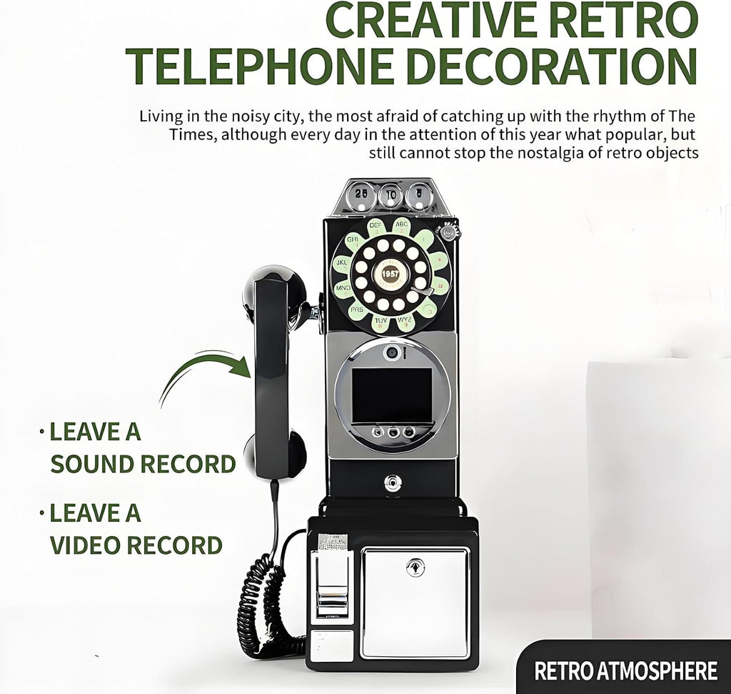 32G Retro Video Audio Guest Book Wedding Phone- Creative Record Customized Video Messages GuestBook – A Personal and Convenient Way to Preserve Your Special Occasions(Black)