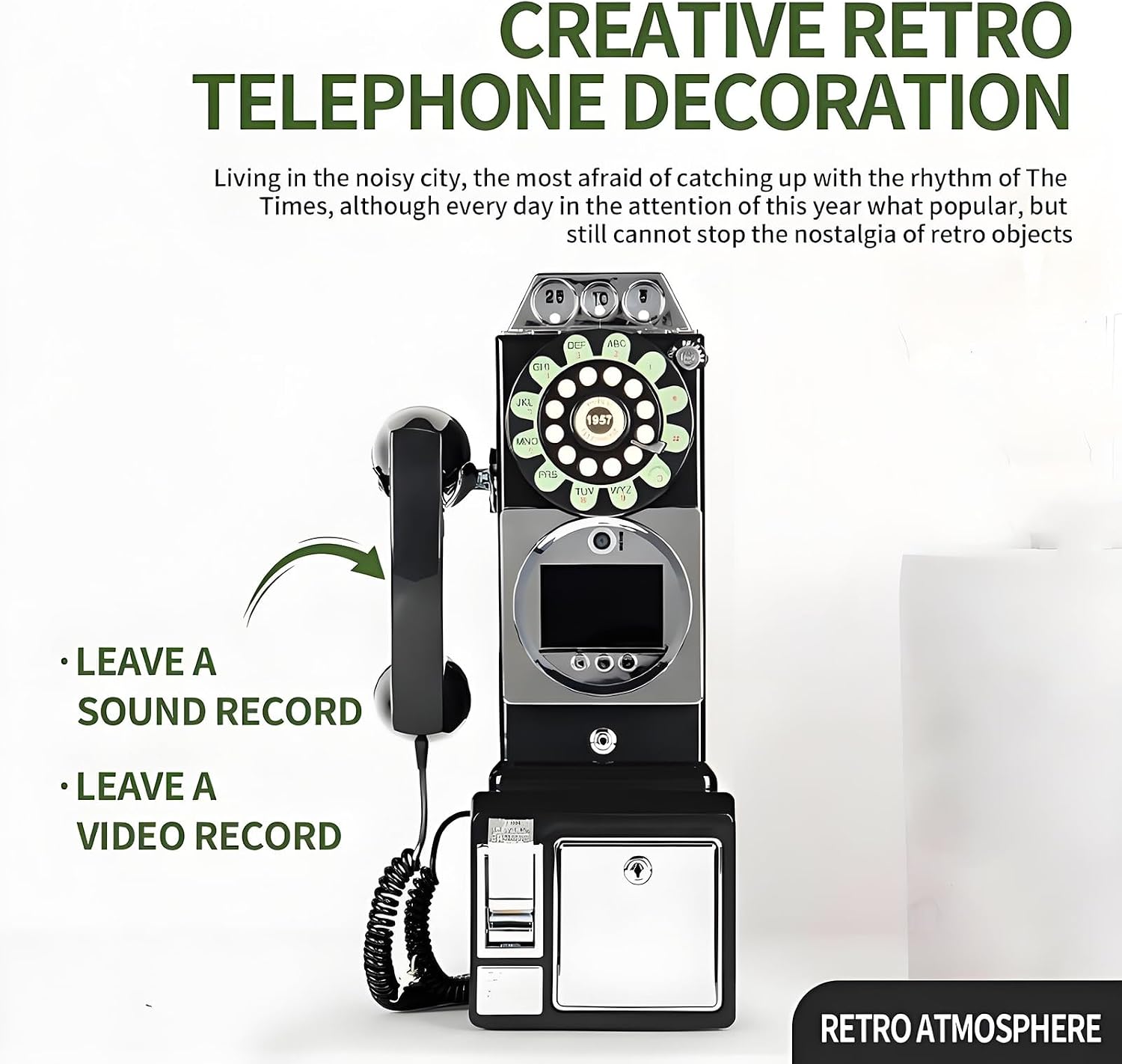 32G Retro Video Audio Guest Book Wedding Phone- Creative Record Customized Video Messages GuestBook – A Personal and Convenient Way to Preserve Your Special Occasions(Black)