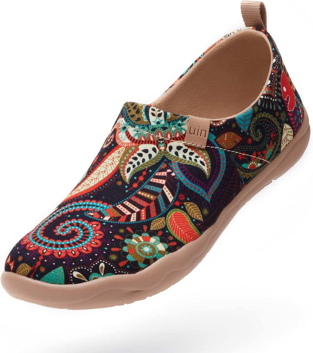 UIN Women's Slip On Shoes Colorful Comfortable Lightweight Art Travel Sneakers Casual Floral Stylish Everyday Loafers