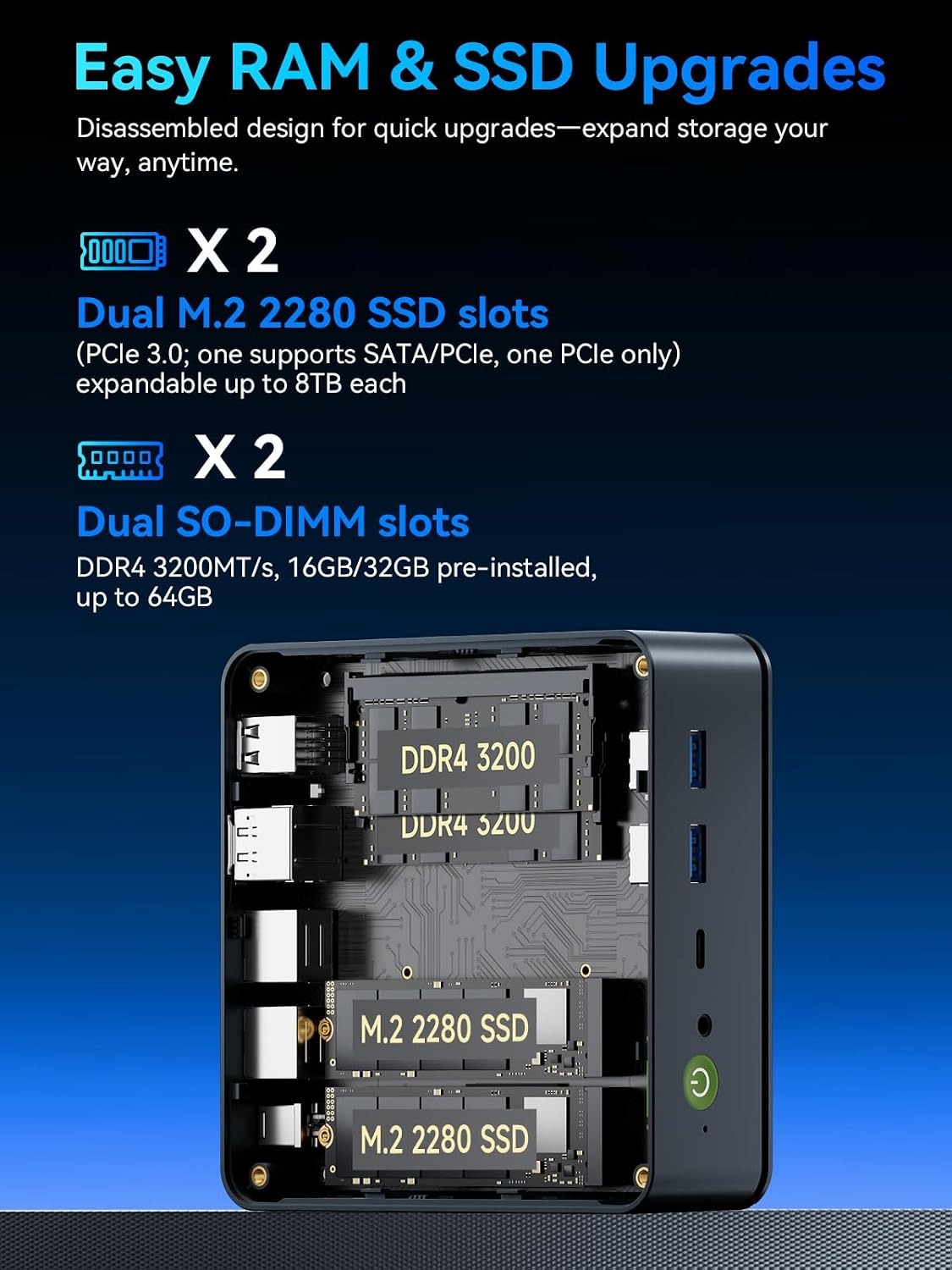 GMKtec M5 Ultra Mini Gaming PC, Ryzen 7 7730U (Upgraded 7430U/ 5825U), 16GB RAM 1TB SSD, Dual NIC LAN 2.5GbE Mini Desktop Computers, Triple 4K Display HDMI+DP+Type-C, WiFi 6E, BT 5.2