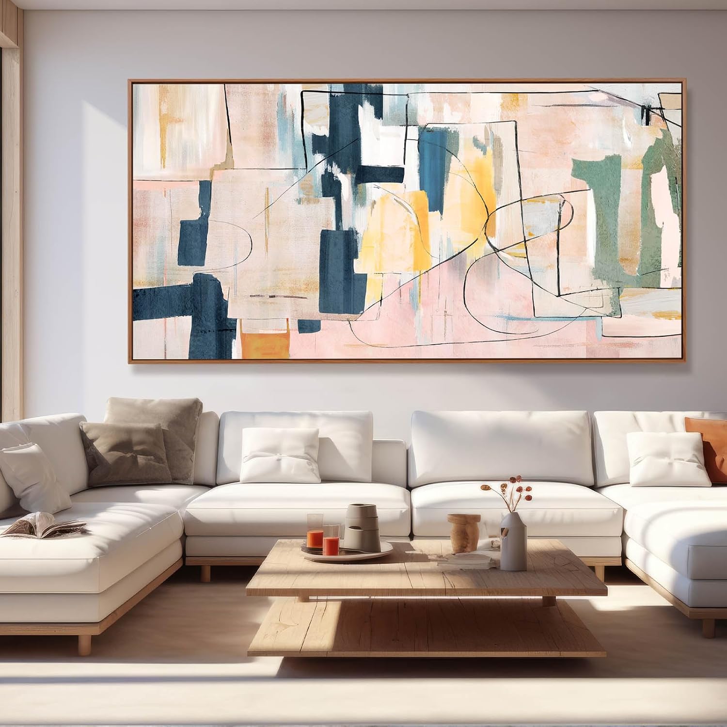 Abstract Wall Decor Modern Oversized Wall Art Black Line Wall Poster Printing 36'x70' Wall Decorations for Bedroom Office