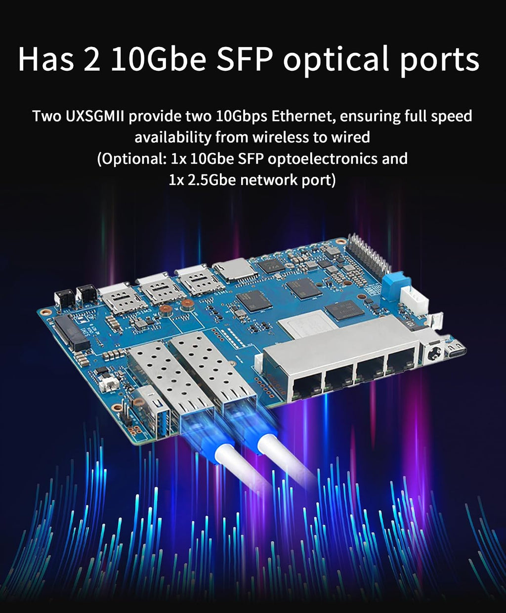 Banana Pi BPI-R4 WiFi 7 Wireless Tri-Band Router OpenWRT - DDR4 4GB/8GB RAM - MediaTek MT7988A SoC, 4G/5G Wireless Router Repeater, 2X 10GbE SFP 4X GbE for NAS Smart Home Gateway (4G Kit, DDR4 4GB)
