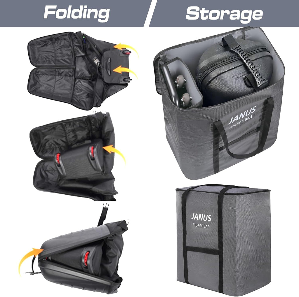 JANUS Golf Travel Bag Hard Case with Foldable Support Legs, Hands-Free Golf Club Travel Bag with 360° Spinner Wheels, ABS Hard Shell, Foldable Design for Airline Travel