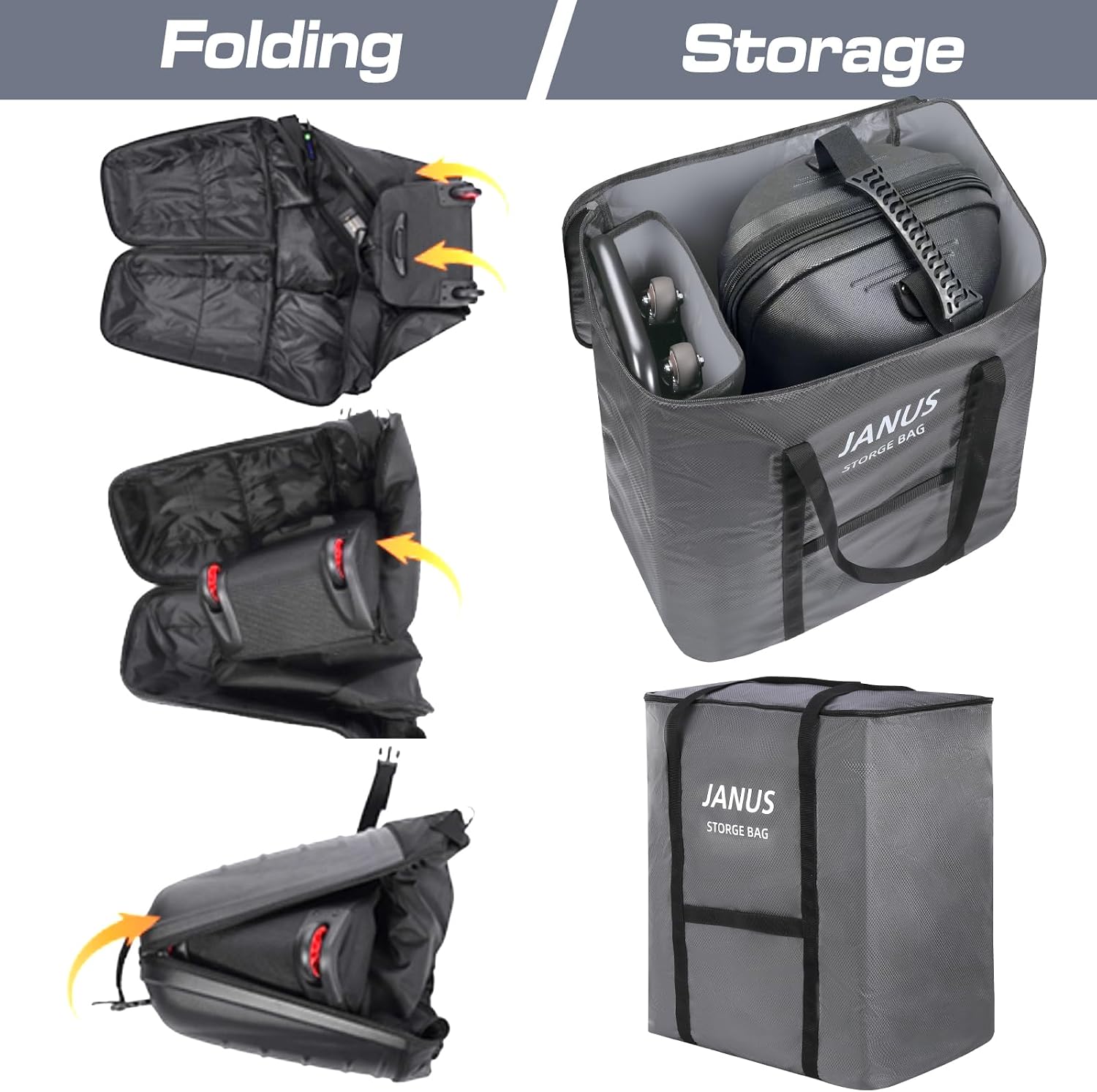 JANUS Golf Travel Bag Hard Case with Foldable Support Legs, Hands-Free Golf Club Travel Bag with 360° Spinner Wheels, ABS Hard Shell, Foldable Design for Airline Travel