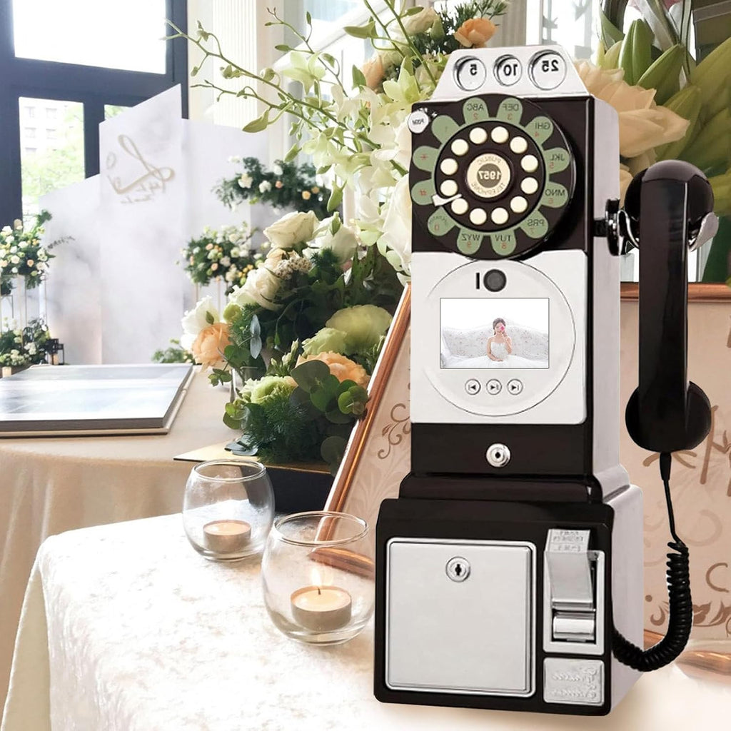 Video Audio Guest Book Wedding Phone, 1080P HD Video Phone Guestbook, Preserve Your Special Occasions, for Wedding Bridal Shower, Birthday, Graduations Black-64GB