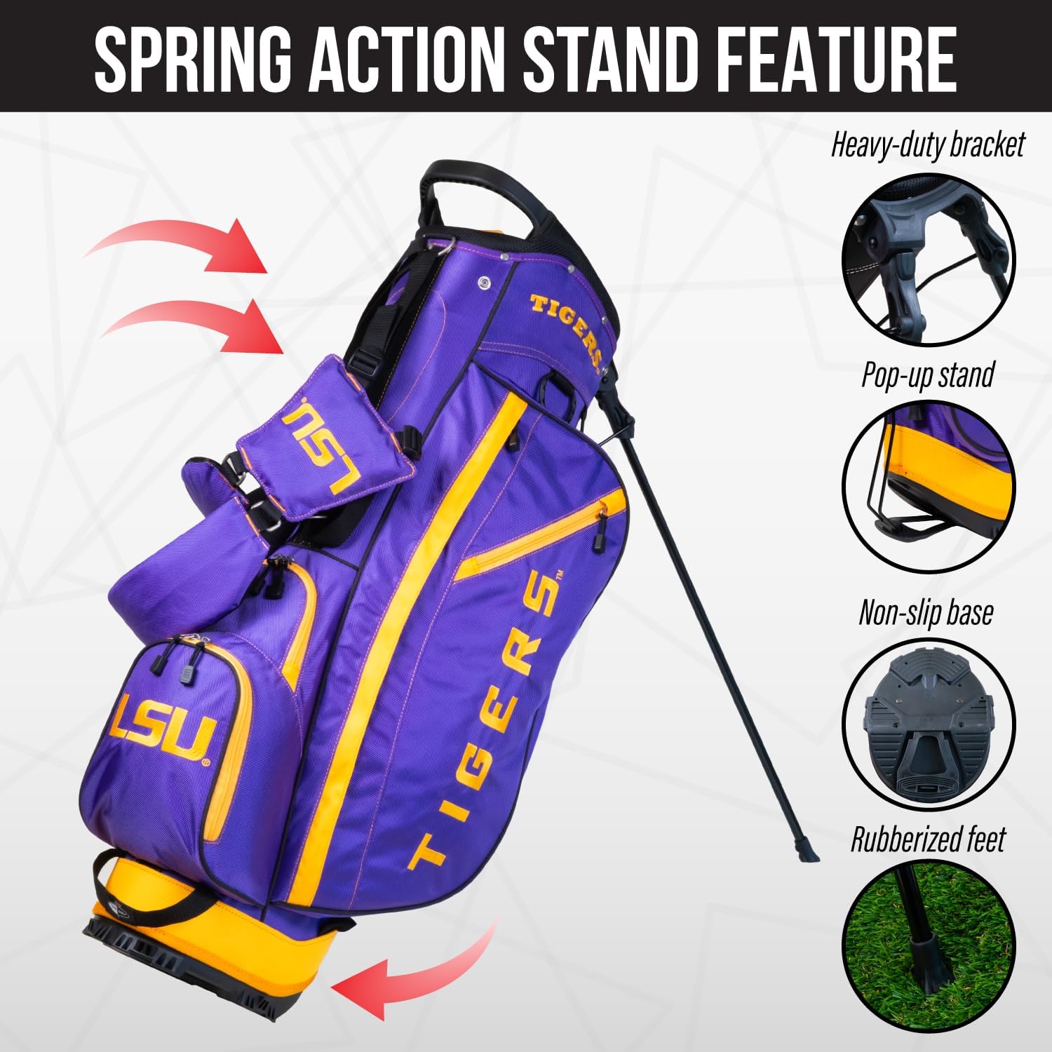 Team Golf NCAA Fairway Golf Stand Bag, Lightweight, 14-Way Top, Spring Action Stand, Insulated Cooler Pocket, Padded Strap, Umbrella Holder & Removable Rain Hood