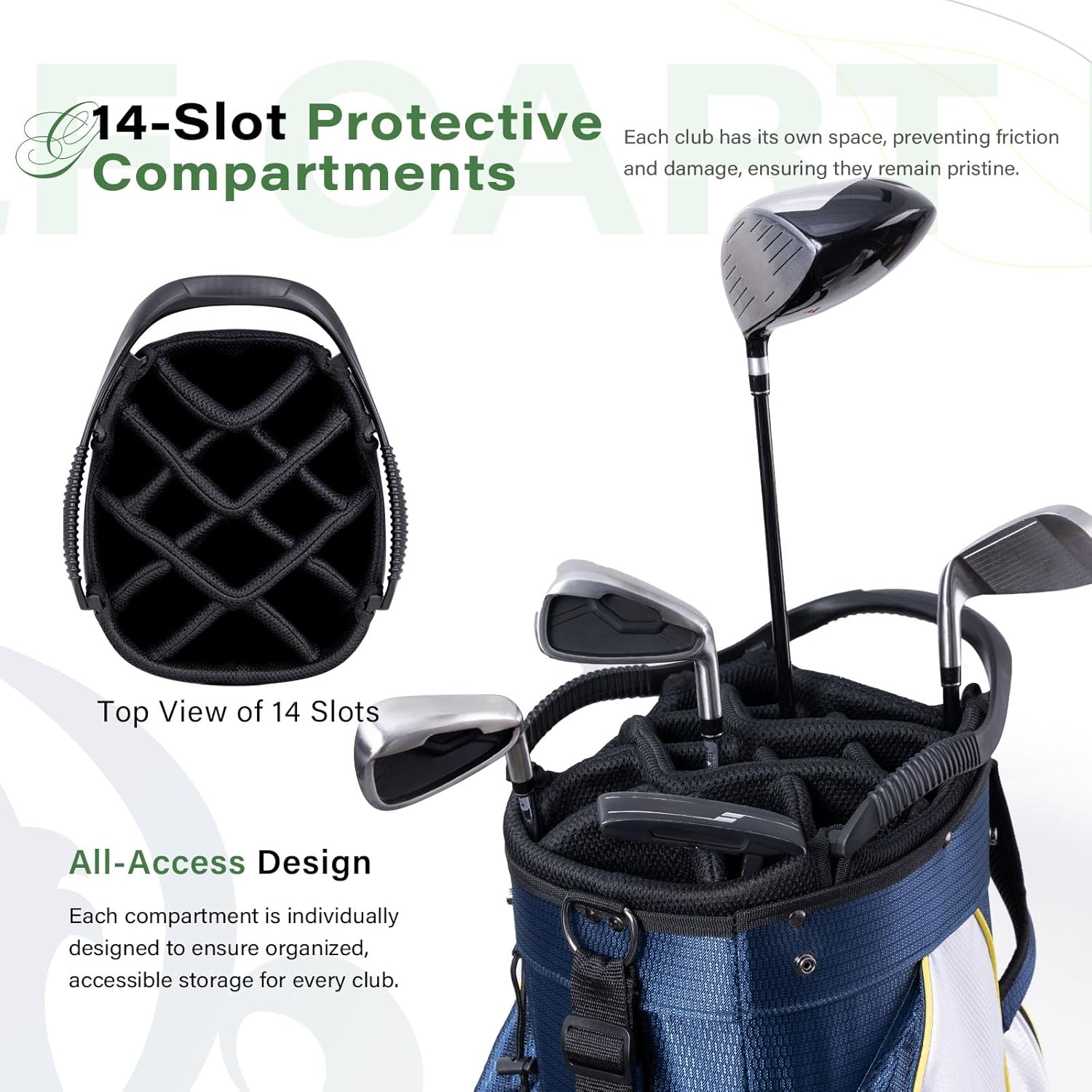uniHimal Golf Cart Bag with 14-Way Divider Top, Ample Storage Space, Men's Golf Bag with Handles and Umbrella Holder