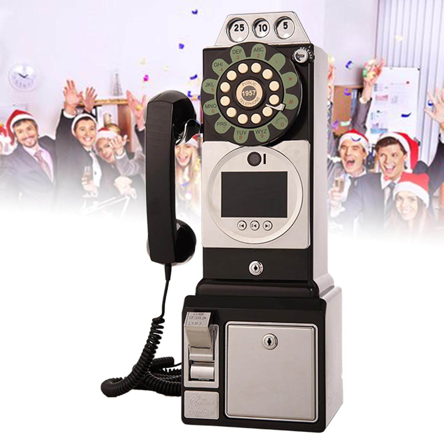 Audio Guest Book Wedding Phone, Record Customized Audio Message with Guest Book Retro Phone Audio GuestBook for Wedding Birthday Party Confession,Black