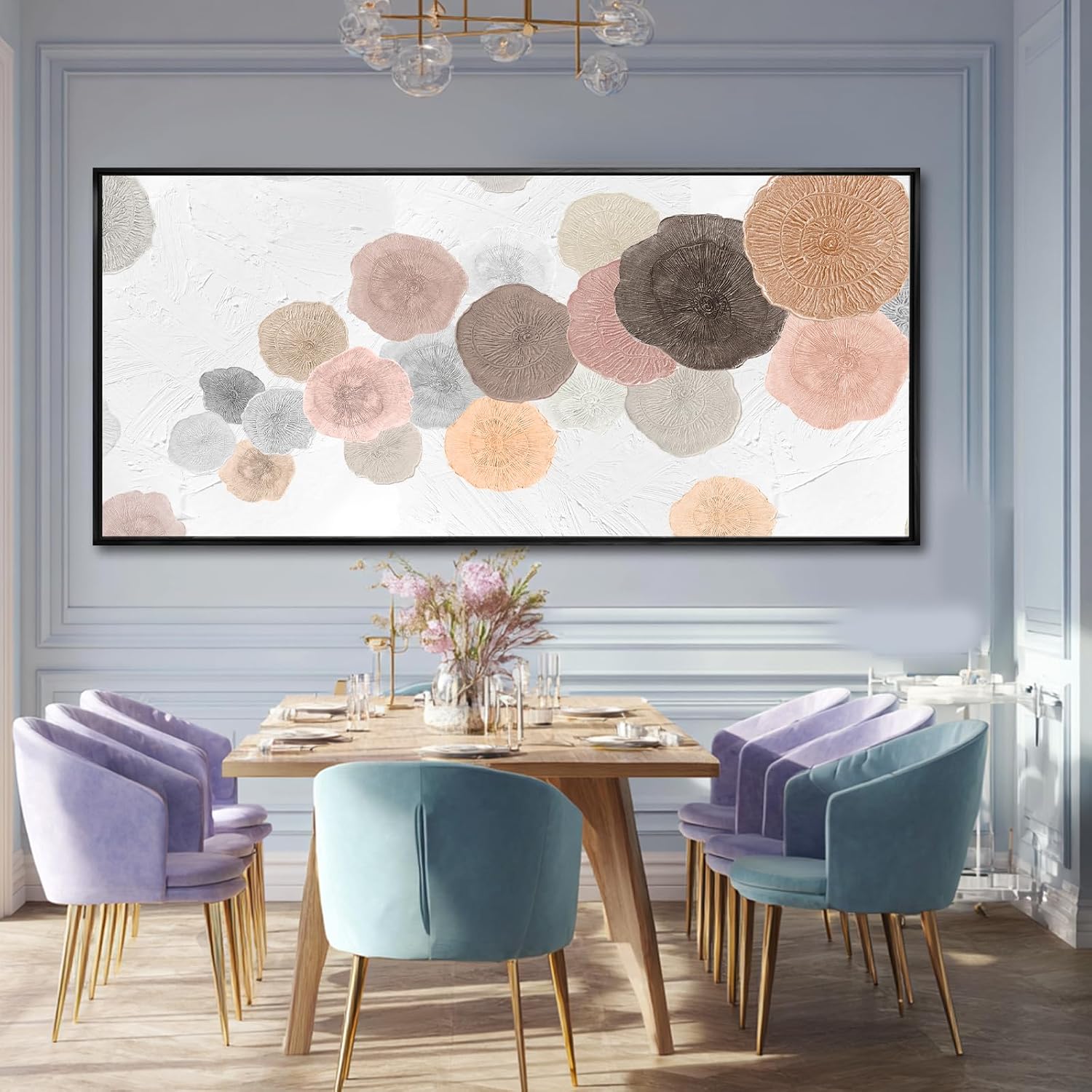 Modern Wall Decor Abstract Framed Wall Art Textured Oil Paintings 32'x70' Art for Office Living Room Decorations Kitchen Artwork