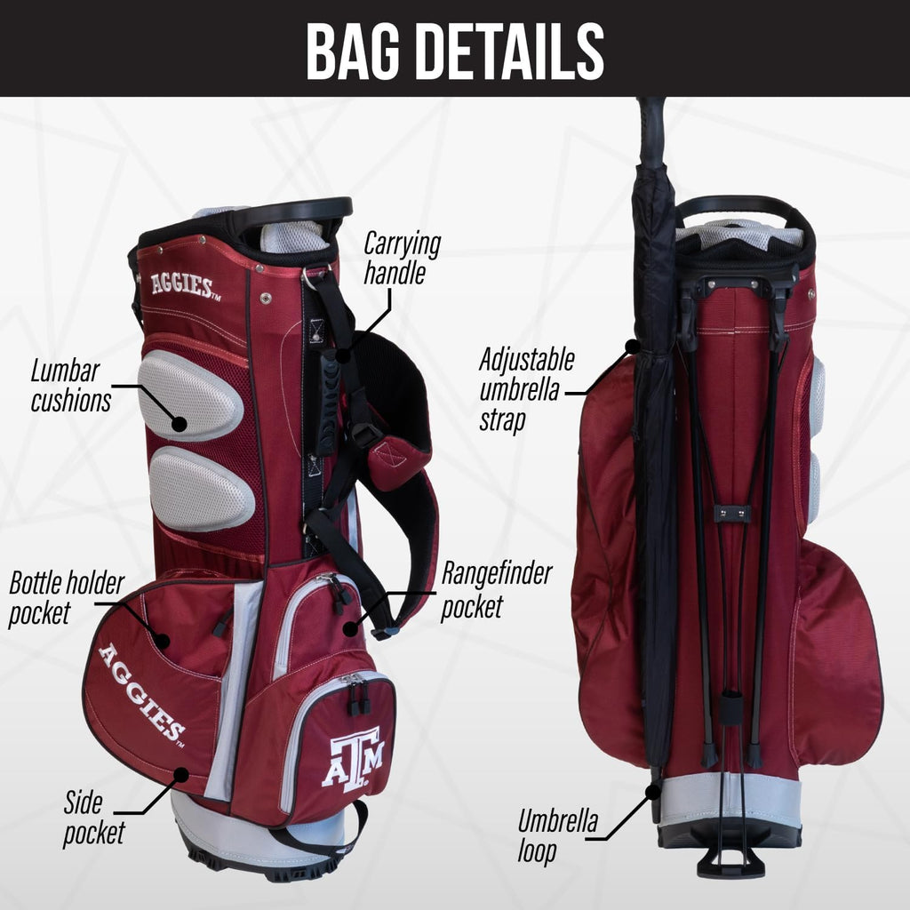 Team Golf NCAA Fairway Golf Stand Bag, Lightweight, 14-Way Top, Spring Action Stand, Insulated Cooler Pocket, Padded Strap, Umbrella Holder & Removable Rain Hood