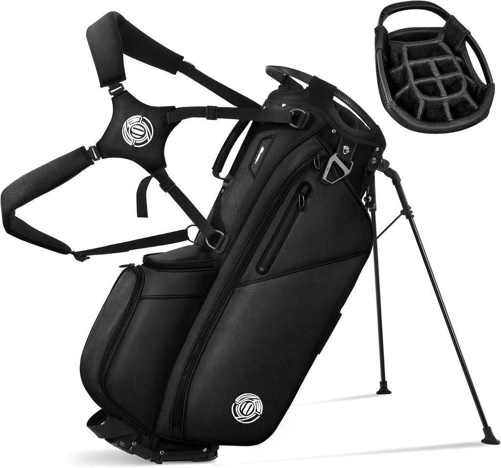 Golf Stand Bag 14 Way, Lightweight Golf Bags for Men Women with Stand, Padded Ergonomic Double Strap, Full Length Dividers, Multiple Pockets, Rain Hood